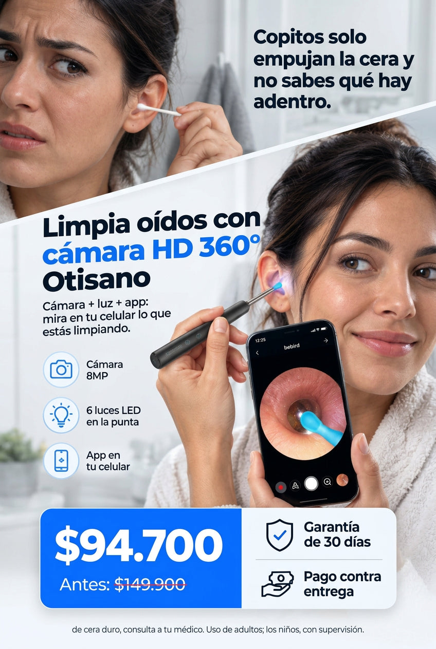 Limpia oídos con cámara HD 360° Otisano